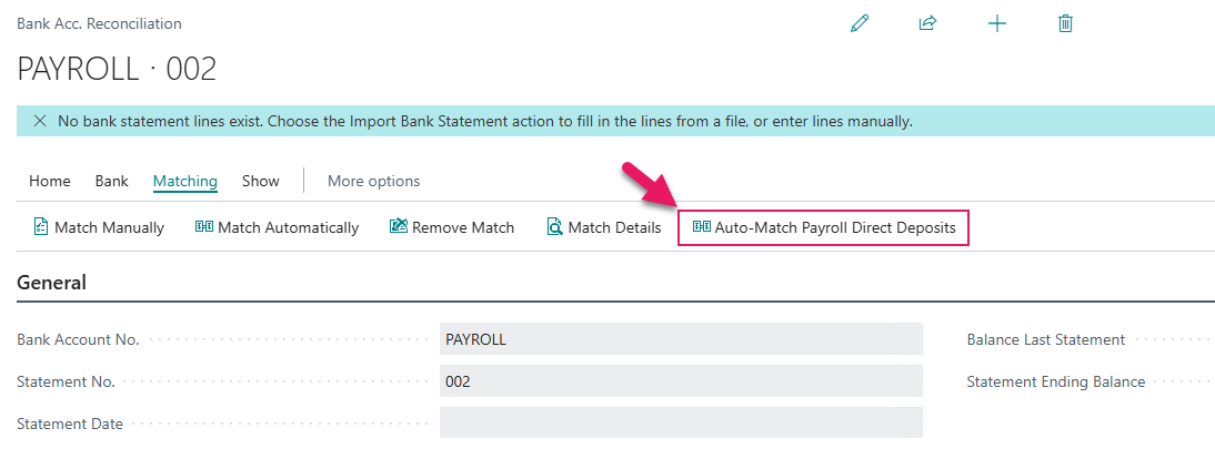 Bank Acc. Reconciliation page
