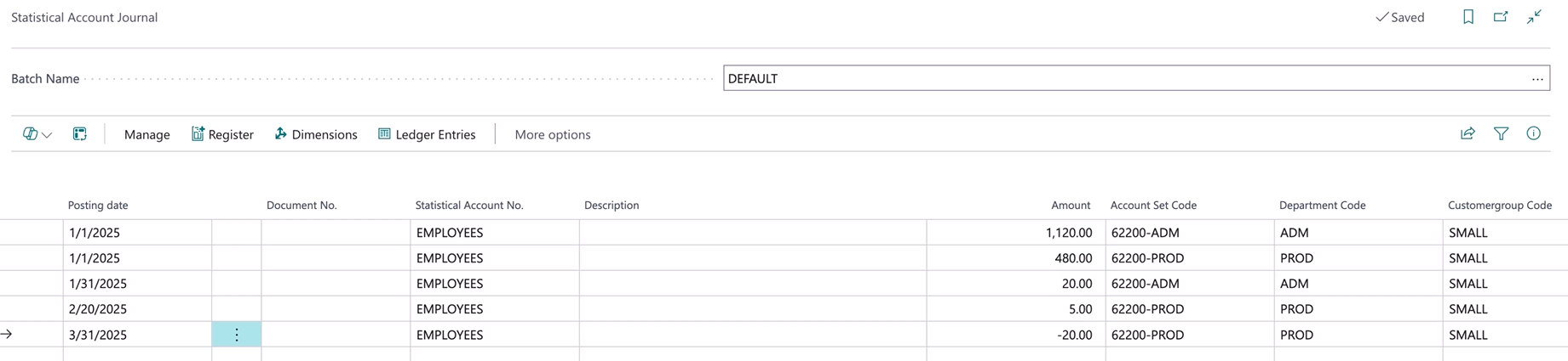 Statistical Account Journal page