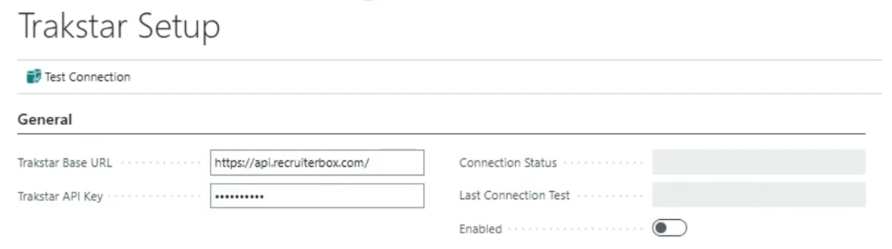 Trakstar Setup page