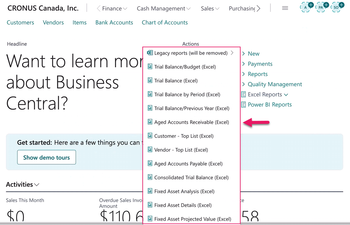 Excel reports