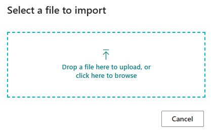 Select a file to import dialog box
