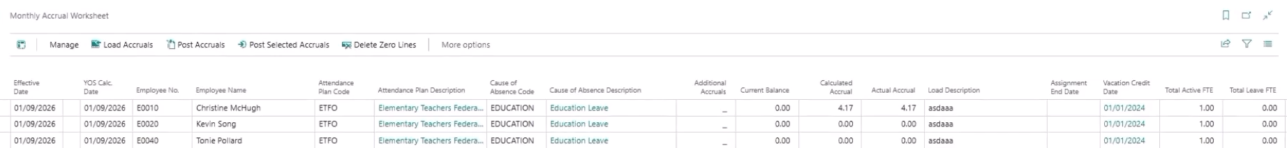 Monthly Accrual Worksheet page