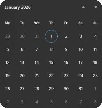 Screenshot that shows a calendar.