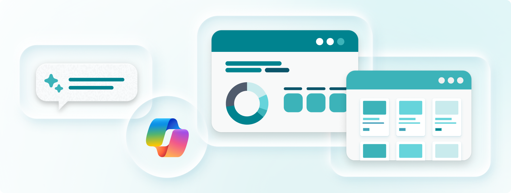 Shows the icon for chat with Copilot pane with callouts