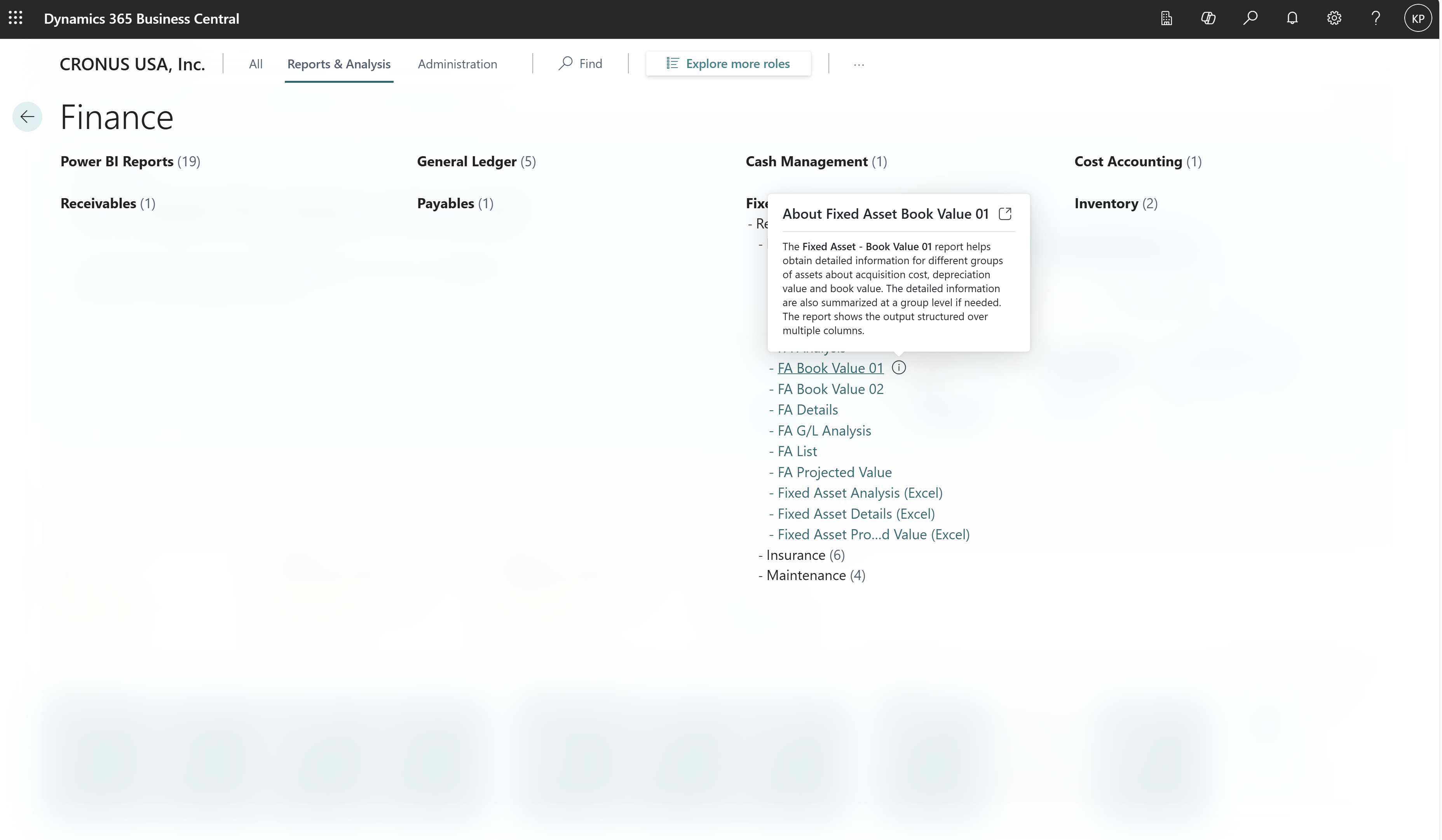 Example of how the more information window is shown on an element on the role explorer.