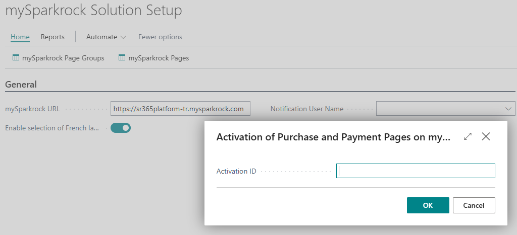 Activation of Purchase and Payments Pages on mySparkrock page