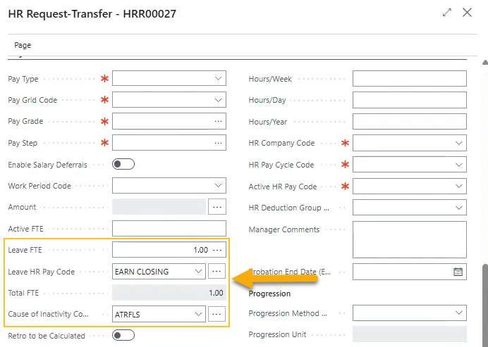 HR Request-Transfer page new leave fields