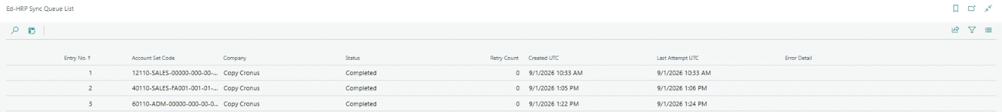 Ed-HRP Sync Queue List page