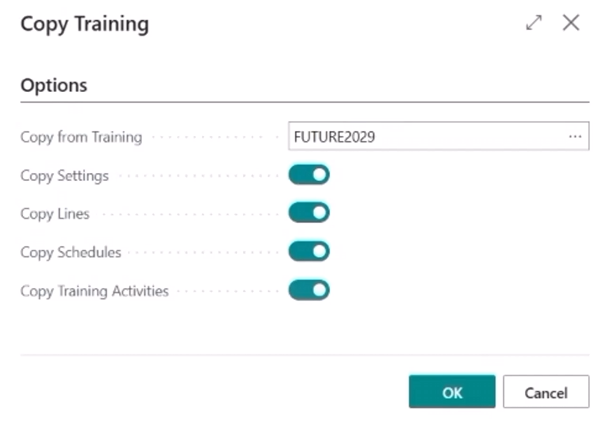 Copy Training dialog box