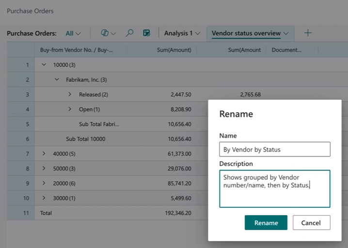 Analysis mode rename tab example