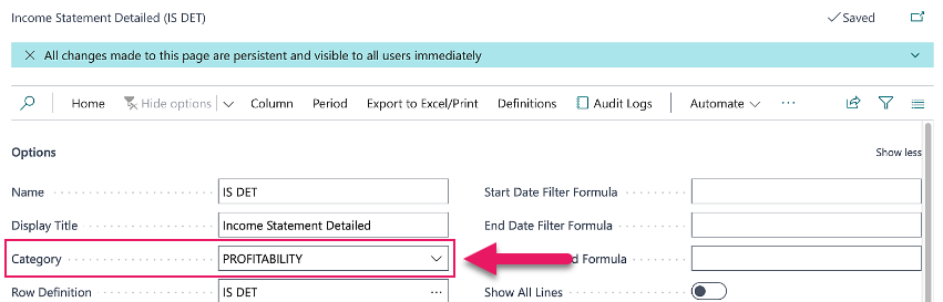 Assign report category example