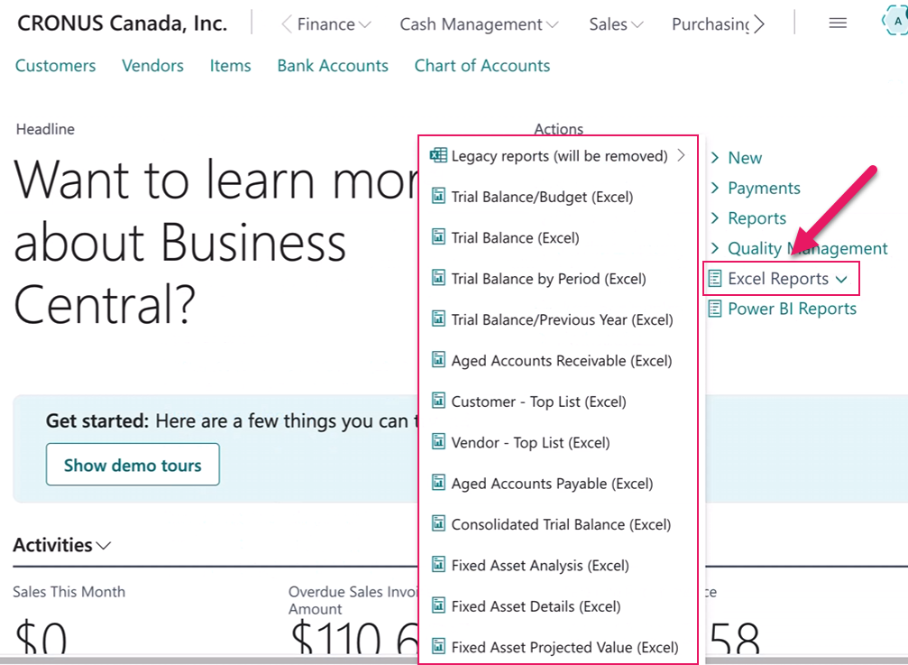 Excel versions of Legacy reports