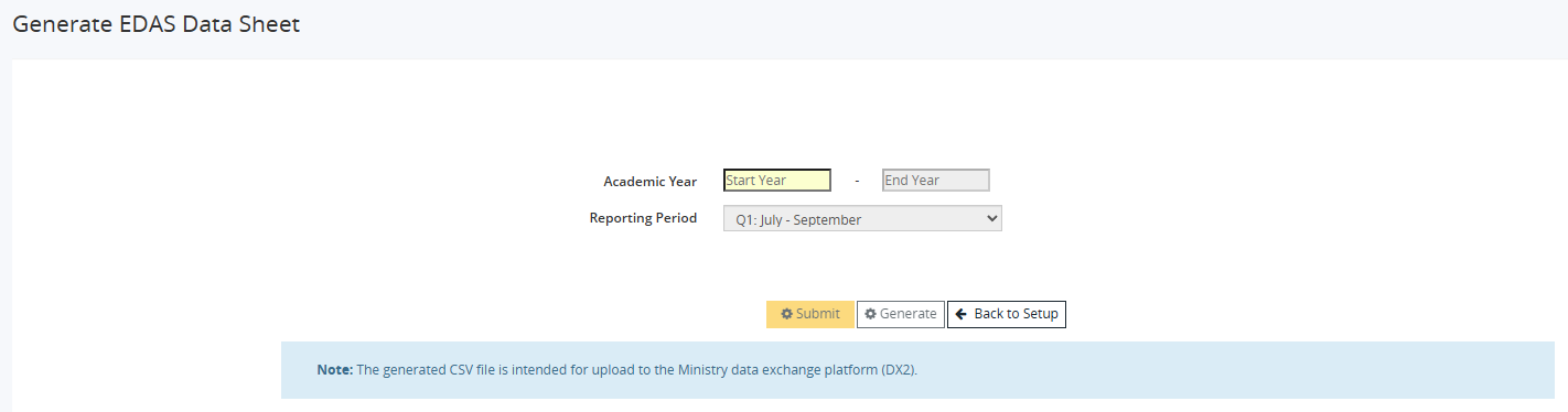 Generate EDAS Data Sheet page