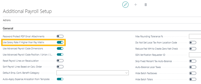 Utiliser le taux de salaire si sup&eacute;rieur &agrave; la matrice de paie