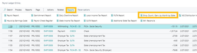 Rapport sur le nombre d'employ&eacute;s / les gains par mois par &Eacute;tat