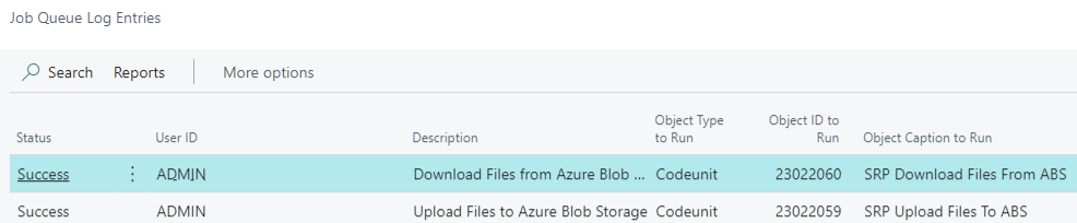 Page des entr&eacute;es du journal de la file d'attente des travaux