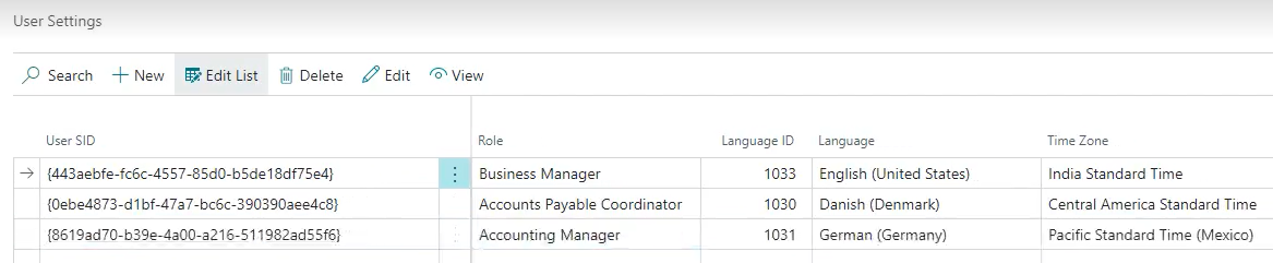 Page des param&egrave;tres utilisateur