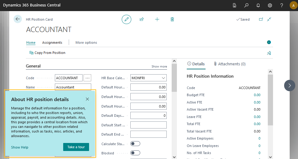 Visite guid&eacute;e p&eacute;dagogique dans la page Fiche de poste RH