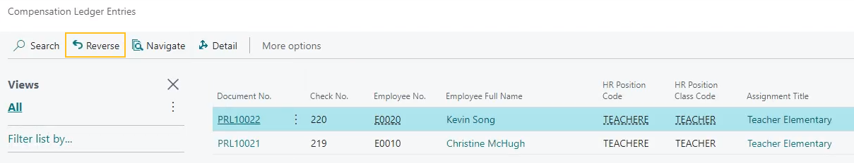 Page &Eacute;critures du grand livre de r&eacute;mun&eacute;ration - action Contrepasser