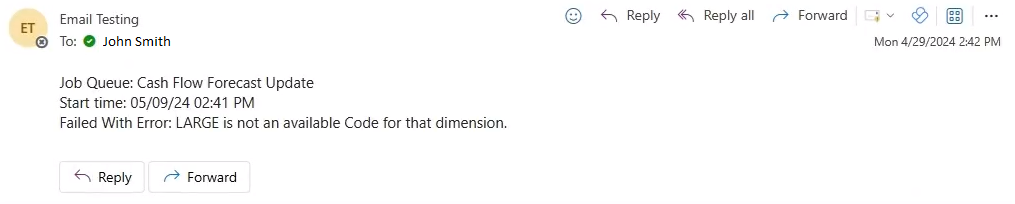 Notification par courriel d'erreur de traitement