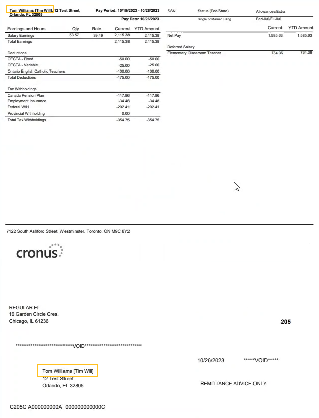 Pr&eacute;nom + Nom de famille [Pr&eacute;nom pr&eacute;f&eacute;r&eacute; + Nom de famille pr&eacute;f&eacute;r&eacute;] Exemple