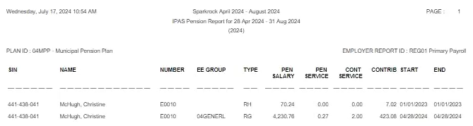 Exemple de rapport sur les pensions de la Colombie-Britannique
