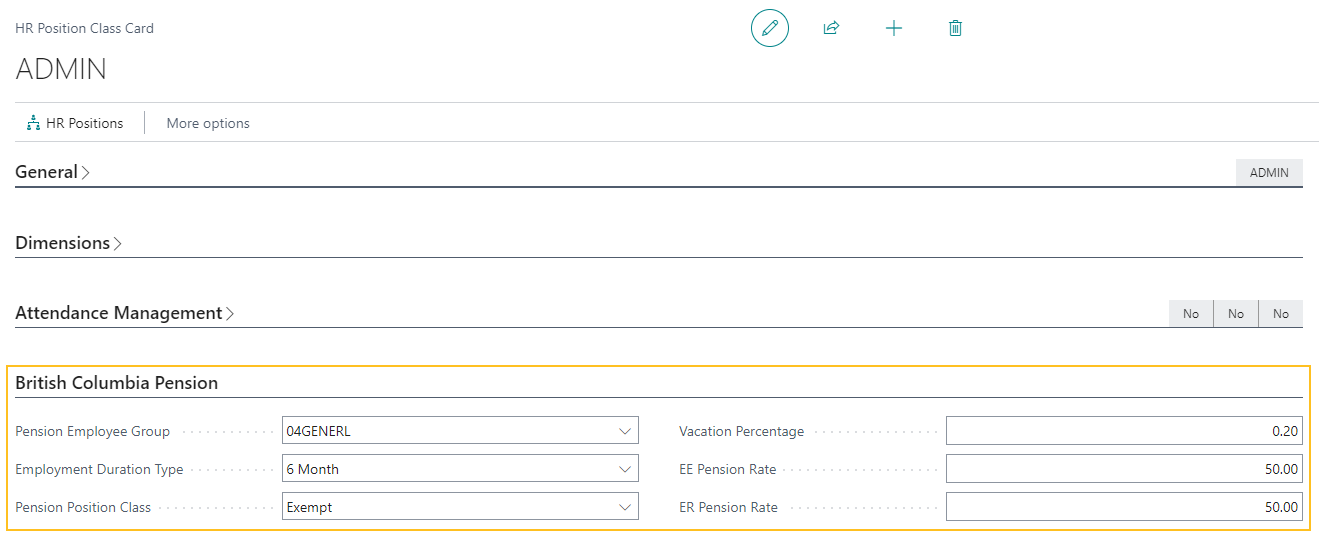 Page Fiche classe de poste RH Raccourci Pensions de la Colombie-Britannique