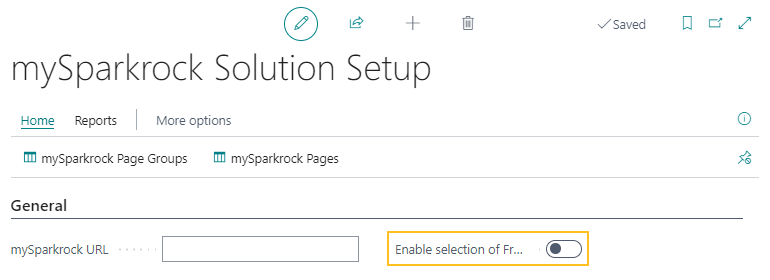 Champ Activer la s&eacute;lection de la langue fran&ccedil;aise de la page Configuration de la solution mySparkrock