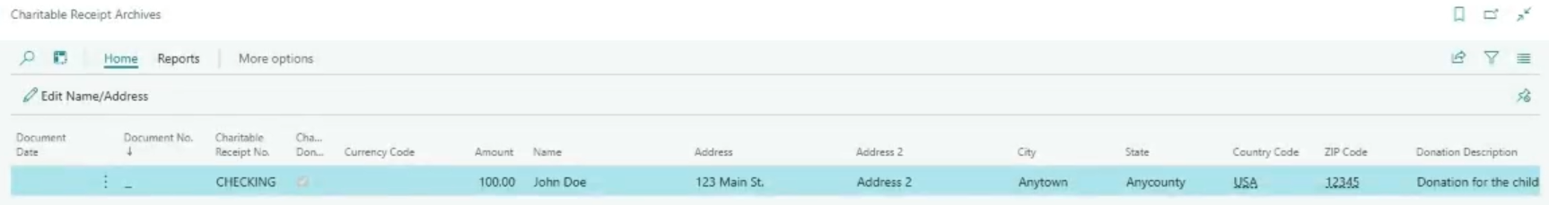 Page Archives des reçus de bienfaisance