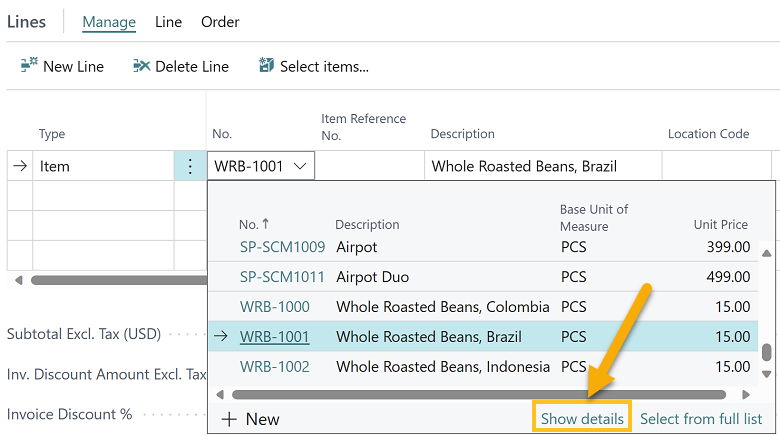 Bouton Afficher les détails dans les recherches
