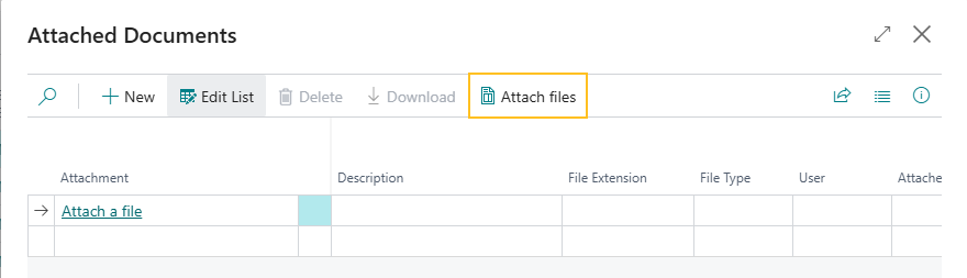 Page Documents joints, action Joindre des fichiers
