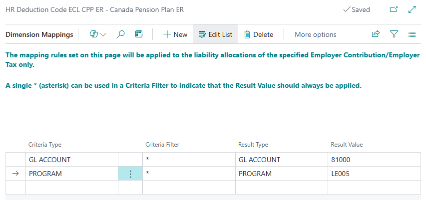 Page Correspondances des dimensions