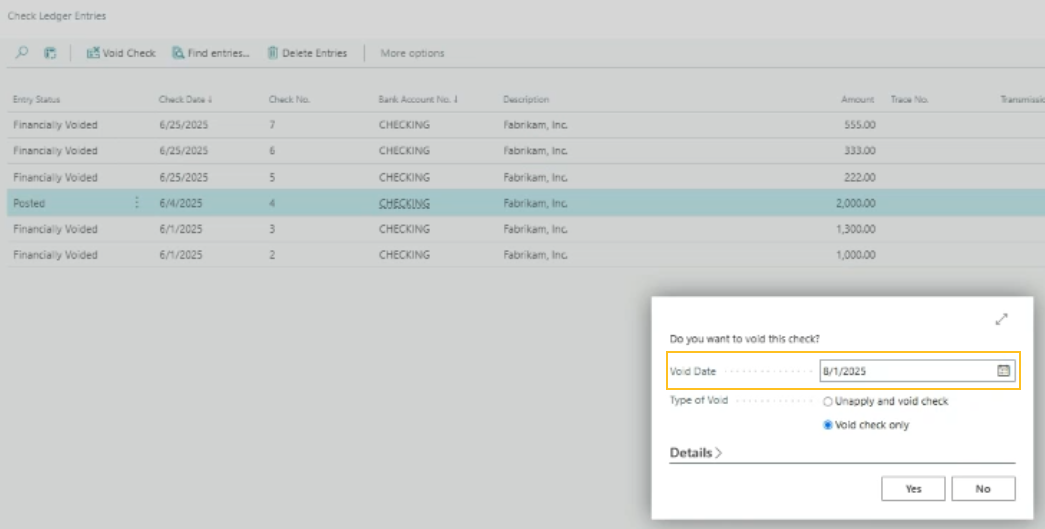 Page Voulez-vous annuler ce ch&egrave;que, champ Date d'annulation