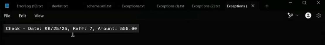 Exemple de fichier d'exception