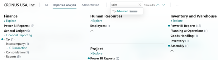 Explorateur de r&ocirc;les de recherche avanc&eacute;e