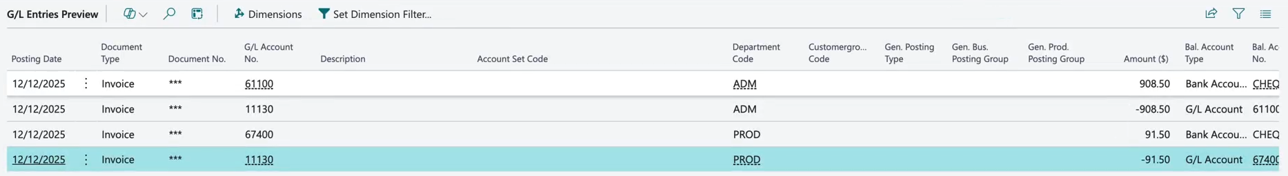 Exemple de r&eacute;partition des &eacute;critures GL du journal g&eacute;n&eacute;ral avec compte de ventilation