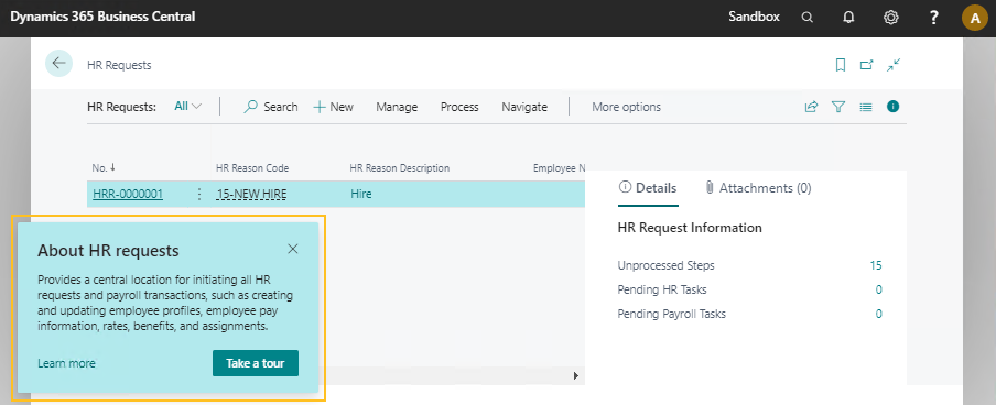 Visite guid&eacute;e p&eacute;dagogique dans la page Demandes RH