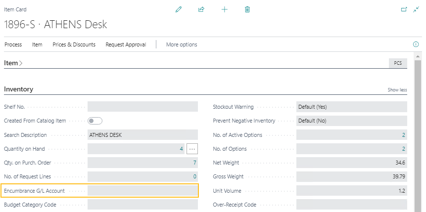 Compte du grand livre de charges dans la page Fiche article