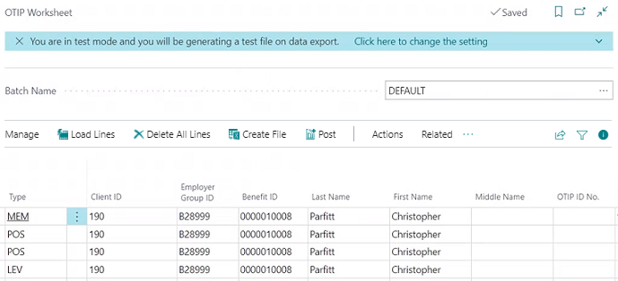 Page Feuille de travail OTIP