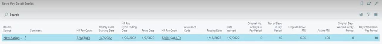 Page Entr&eacute;es de d&eacute;tail de r&eacute;tropaye