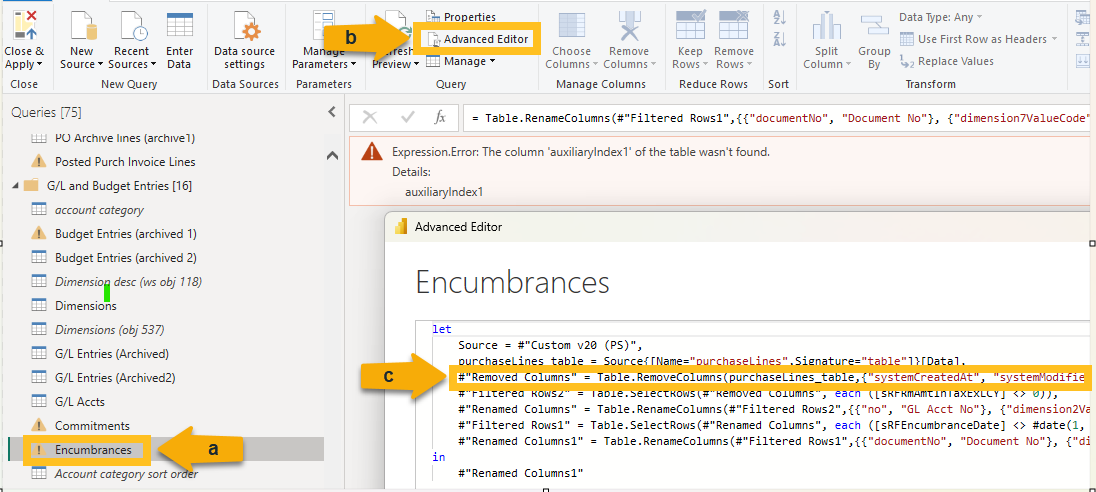 Éditeur avancé Power BI